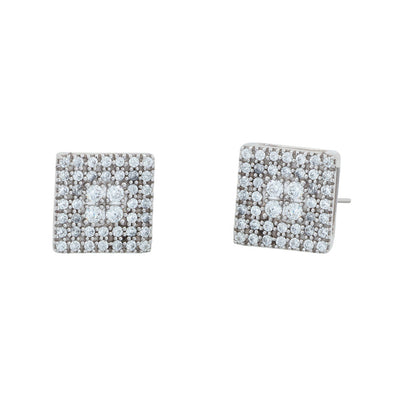 14K White Gold Square Lab Grown Diamond Stud Earrings