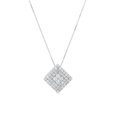 14K White Gold Diamond Pendant Necklace