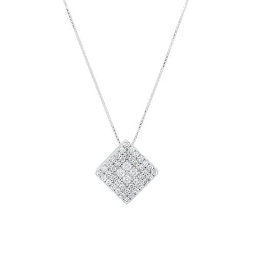 14K White Gold Diamond Pendant Necklace