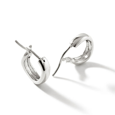 Sterling Silver Surf Huggie Hoop Earrings, XS