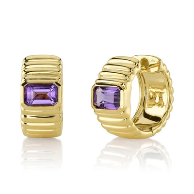 14K Yellow Gold Amethyst Earrings