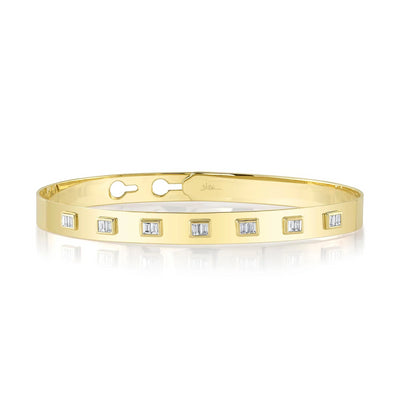 Diamond Bezel-Set Bangle Bracelet in 14K Yellow Gold, 0.46cttw