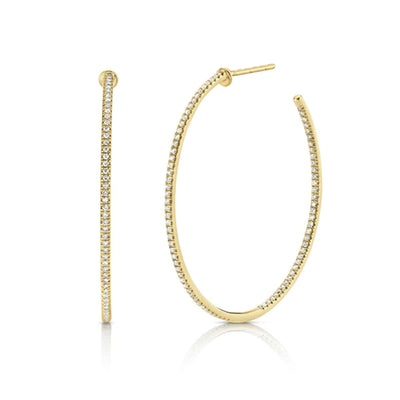 In-Out Diamond Hoop Earrings in 14K White Gold, 0.36cttw