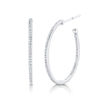 In-Out Diamond Hoop Earrings in 14K White Gold, 0.26cttw