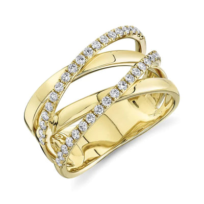 Diamond Crisscross Bridge Ring in 14K Yellow Gold, 0.41cttw