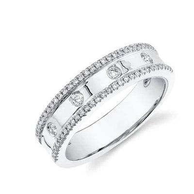 14K White Gold Double Row Diamond Ring