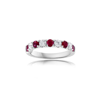 14K White Gold Ruby and Diamond  Ring