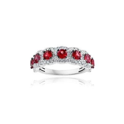 14K White Gold Ruby and Diamond Ring