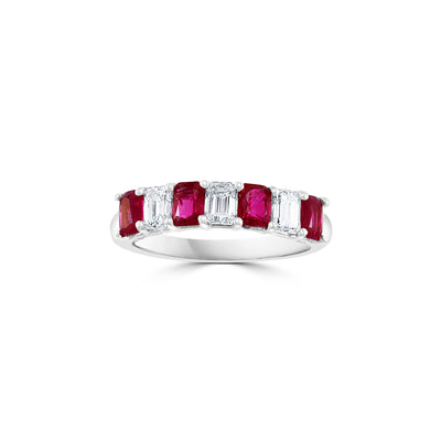 14K White Gold Ruby and Diamond Ring