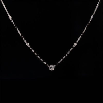 Tapper's Estate Collection | 14K White Gold Bezel-Set Diamond Multi Station Necklace, 0.64cttw