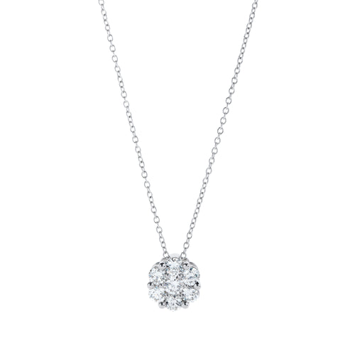 Lab Grown Diamond Stationed Pendant Necklace in 14K White Gold