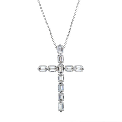18" Lab Grown Diamond Cross Necklace in 14K White Gold