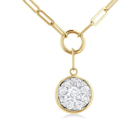 14K Yellow Gold Diamond Cluster Necklace