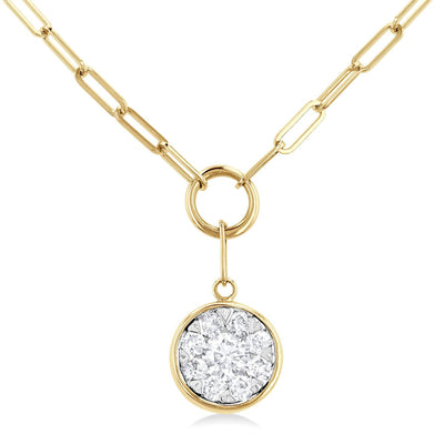 14K Yellow Gold Diamond Cluster Necklace