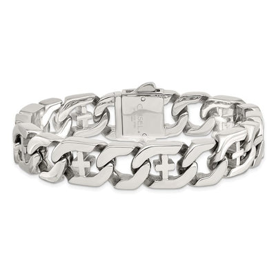 Cross Link Chain Bracelet in Stainless Steel