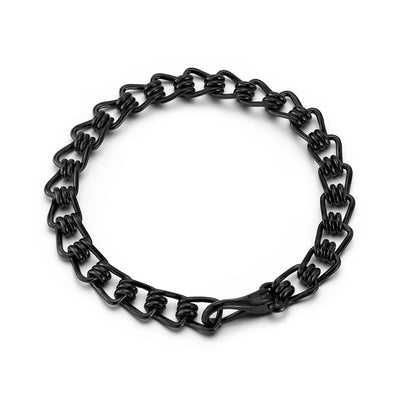 8.4" Huxley Black Coil Link Bracelet in Black Rhodium Sterling Silver