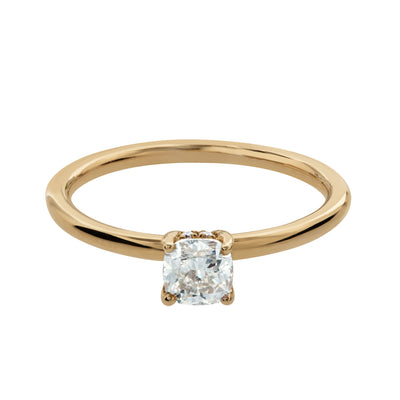 Cushion-Cut Solitaire Diamond Engagement Ring in 14K Yellow Gold, 0.53cttw