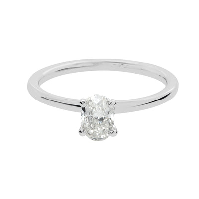 Oval-Cut Diamond Solitaire Engagement Ring in 14K White Gold, 0.53cttw