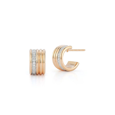 Thoby Diamond Accent 5 Row Tubular Huggie Earrings in 18K Yellow Gold