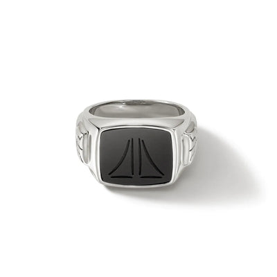 Onyx ID Signet Ring in Sterling Silver