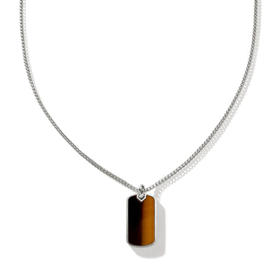 Sterling Silver Tiger Eye Dog Tag Necklace