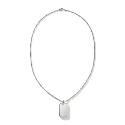 Sterling Silver Surf Chain Dog Tag Necklace