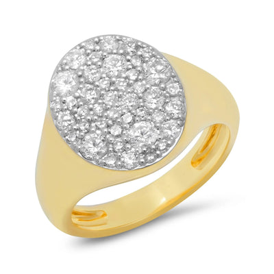 Diamond Signer Pinky Ring in 14K Yellow Gold