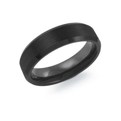 6mm Black Tungsten Steel Bevel Edge Band