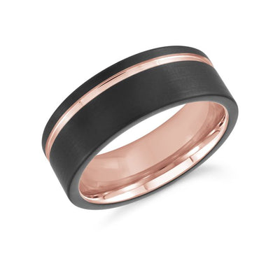 8mm Black and Rose Tungsten Steel Band