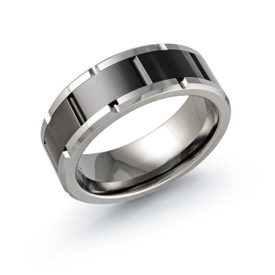 8mm Tungsten Steel Brick Pattern Band