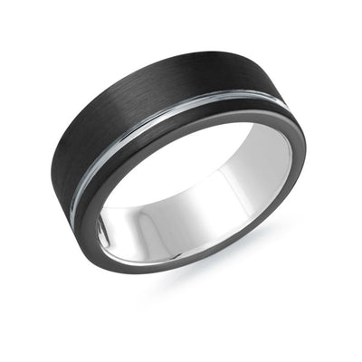 8mm Black and White Tungsten Steel Band