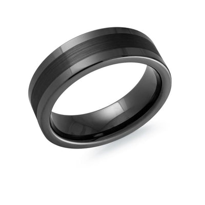 7mm black tungsten flat band