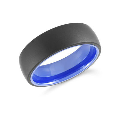 7mm Black Tungsten Steel Band with Blue Sleeve