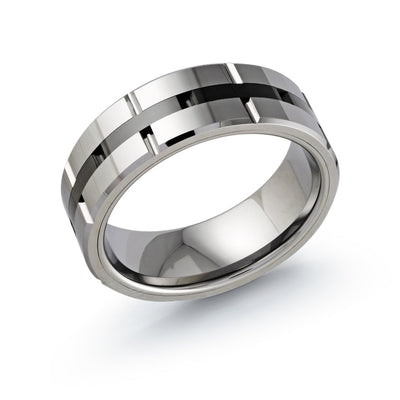 8mm Tungsten Steel Band with Black Inlay