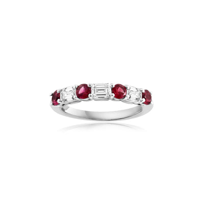 14K White Gold Ruby and Diamond Ring