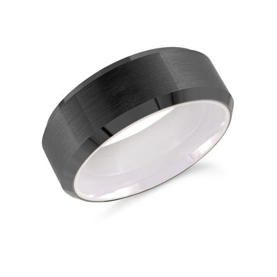 8mm Black Tungsten Steel Band with White Sleeve