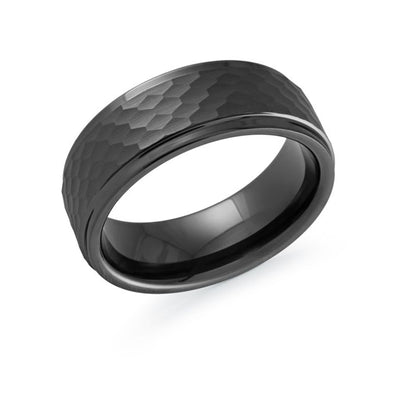 8mm Black Tungsten Steel Brush Hammered Band