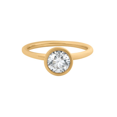 Bezel-Set Round Lab Grown Diamond Solitaire Engagement Ring in 14K Yellow Gold, 1.00ct