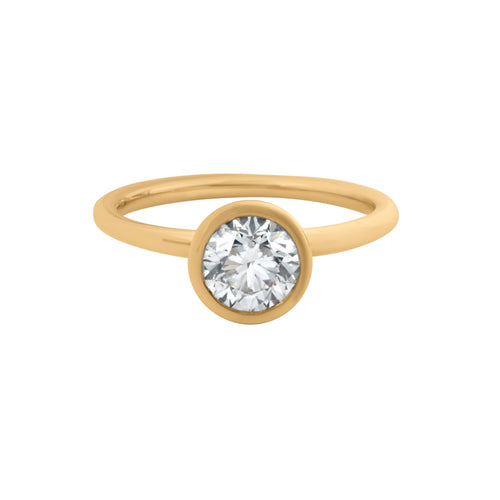 Bezel-Set Round Lab Grown Diamond Solitaire Engagement Ring in 14K Yellow Gold, 1.00ct