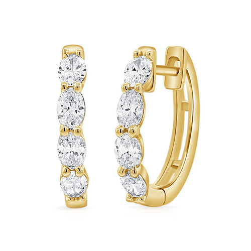 Diamond Huggie Earrings in 14K Yellow Gold, 0.88cttw
