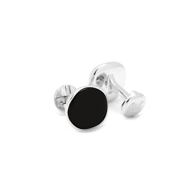 Sterling Silver Round Onyx Cufflinks