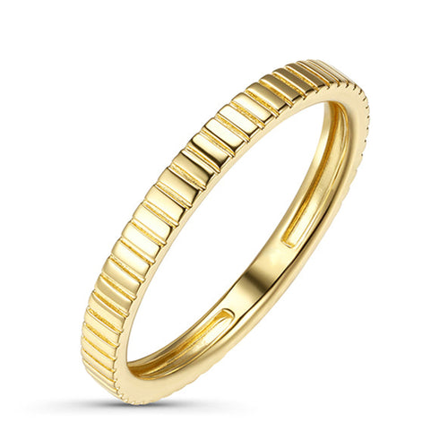 Minimalist Fluted Ring in 14K Yellow Gold, Size 5.75