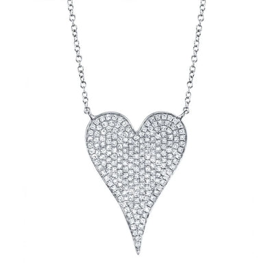 Pavé Diamond Heart Necklace in 14K White Gold, 0.43cttw