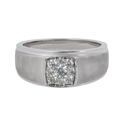 Diamond Cluster Men's Ring in 14K White Gold, 0.46cttw