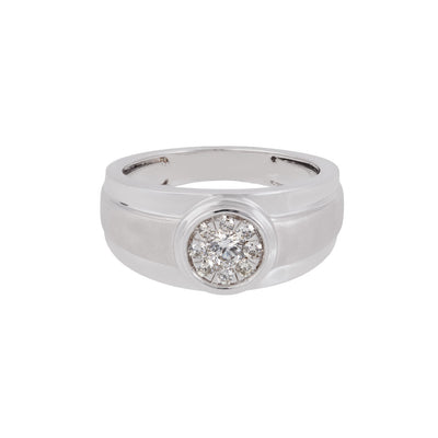 Men's Cluster Diamond Shared Prong Ring in 14K White Gold, 0.50cttw