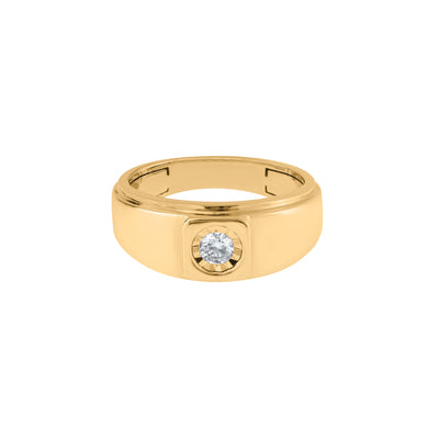 Round Diamond Men's Band Ring in 14K Yellow Gold, 0.23cttw