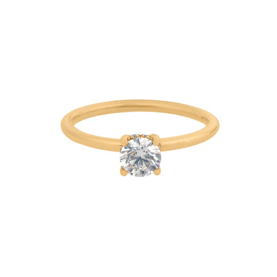 Round Diamond Seat Solitaire Engagement Ring in 14K Yellow Gold, 1.40cttw