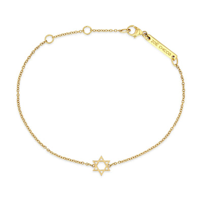 14K Yellow Gold Star of David Bracelet