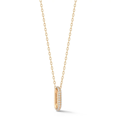 24" Saxon All Diamond Pave Link Pendant Necklace in 18K Yellow Gold