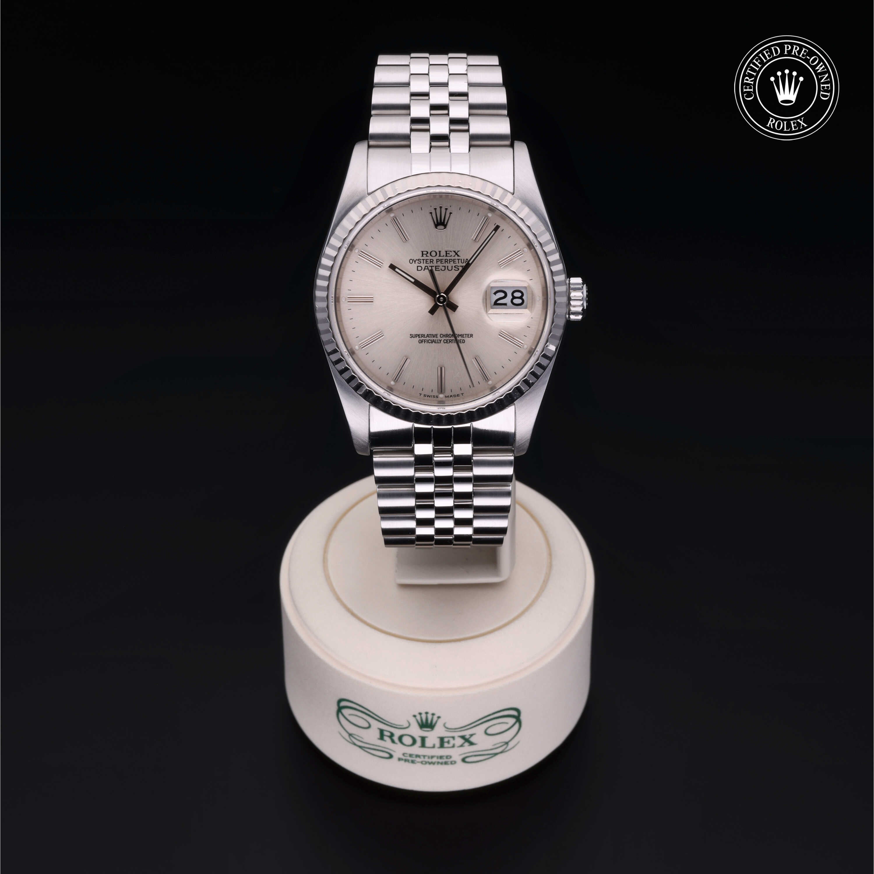 Rolex Certified Pre-Owned Datejust 36.0mm in Oystersteel and White